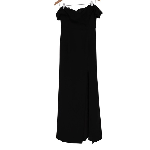 Lulus Song of Love Maxi Dress Womens Large Black Off-The-Shoulder Front Slit - Picture 2 of 8
